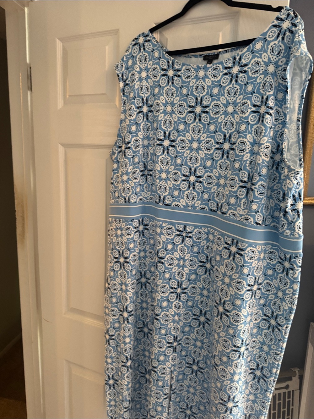 Talbots Blue and White Floral Sleeveless Shift Dress